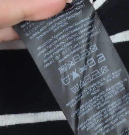 Guess Unisex Black Striped T-Shirt, Size S, Casual Slim Fit