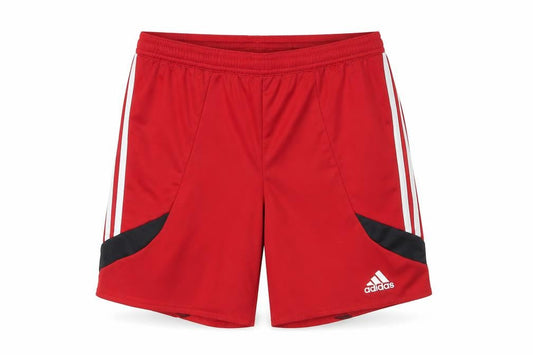 Front view of Adidas boys’ red athletic shorts 11-12 years