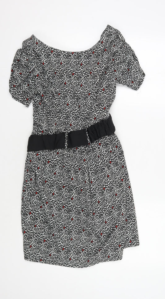 Dunnes Women's Black Floral A-Line Dress Size 12