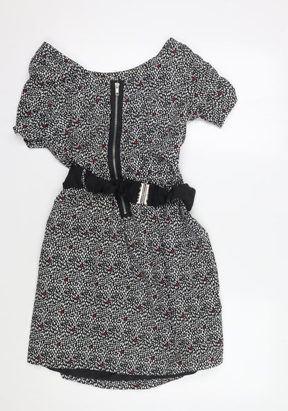 Dunnes Women's Black Floral A-Line Dress Size 12