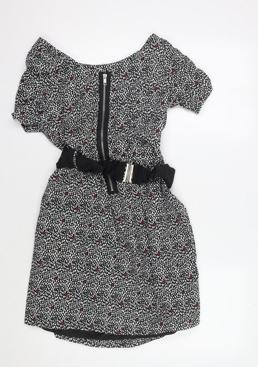 Dunnes Women's Black Floral A-Line Dress Size 12