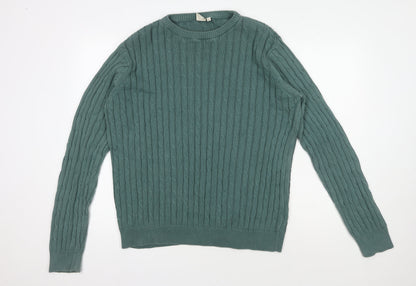 Cotton Traders Men's XL Green Cable-Knit Pullover Jumper