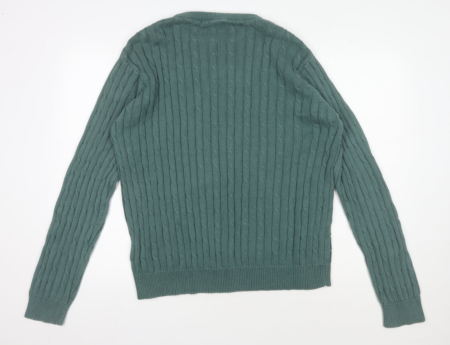 Cotton Traders Men's XL Green Cable-Knit Pullover Jumper
