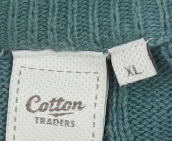 Cotton Traders Men's XL Green Cable-Knit Pullover Jumper