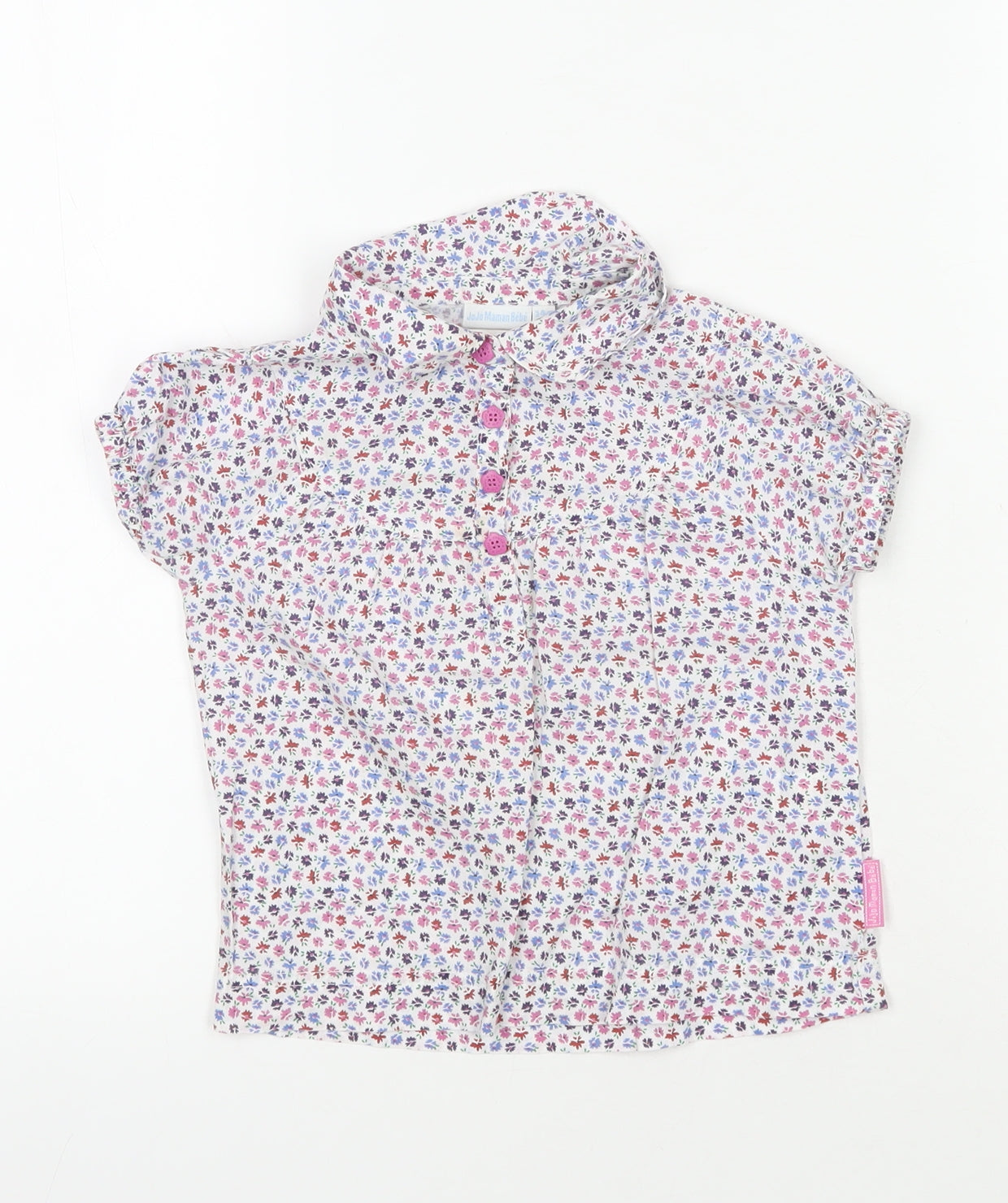 JoJo Maman Bébé Girls' Multicoloured Floral Button-Up 3-4Y Top