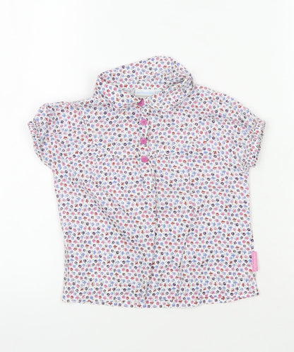 JoJo Maman Bébé Girls' Multicoloured Floral Button-Up 3-4Y Top