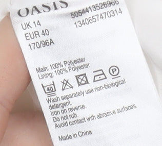 Oasis Women's White Sleeveless Dress, Size 14