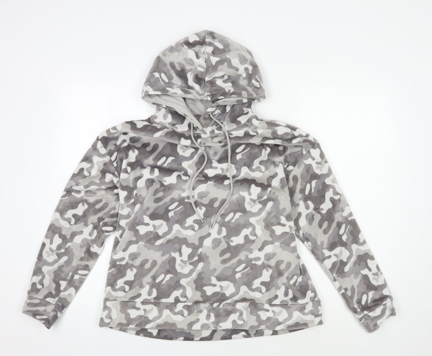 John Lewis Women's Grey Camouflage Hooded Lounge Top M