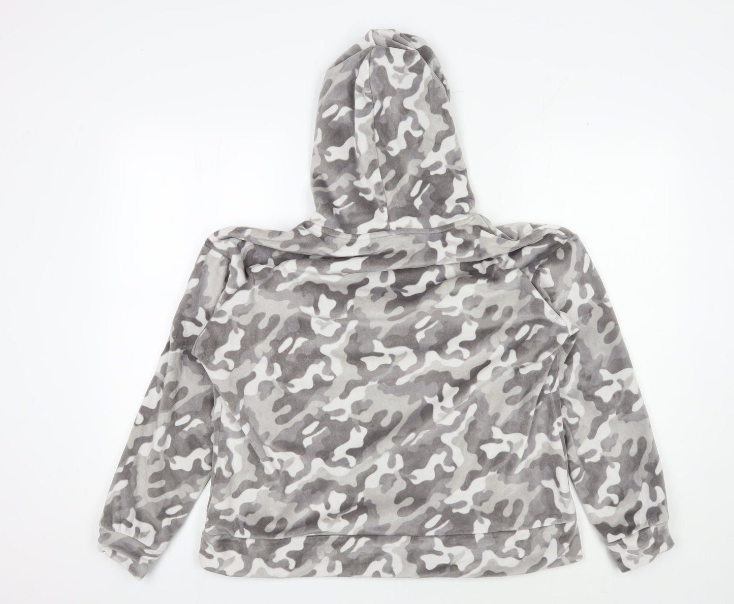 John Lewis Women's Grey Camouflage Hooded Lounge Top M