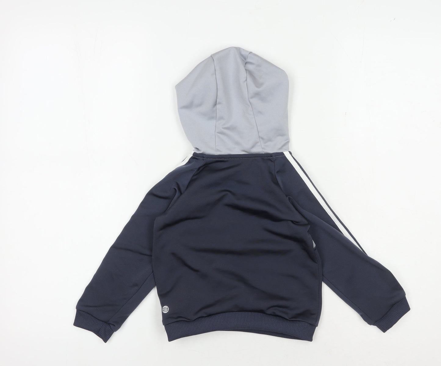 Adidas Boys Blue Grey Colourblock Hoodie, 12-18 Months