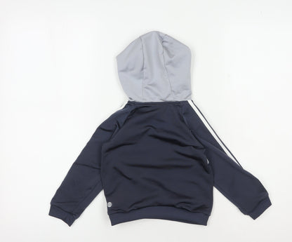 Adidas Boys Blue Grey Colourblock Hoodie, 12-18 Months