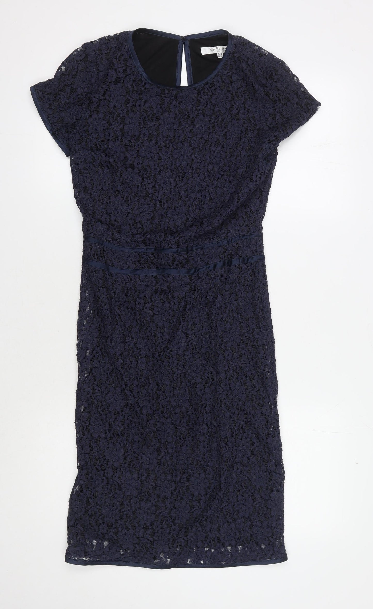 L.K. Bennett Women's Blue Sheath Dress, Size 8, Elegant