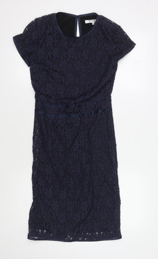 L.K. Bennett Women's Blue Sheath Dress, Size 8, Elegant
