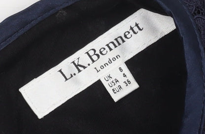 L.K. Bennett Women's Blue Sheath Dress, Size 8, Elegant