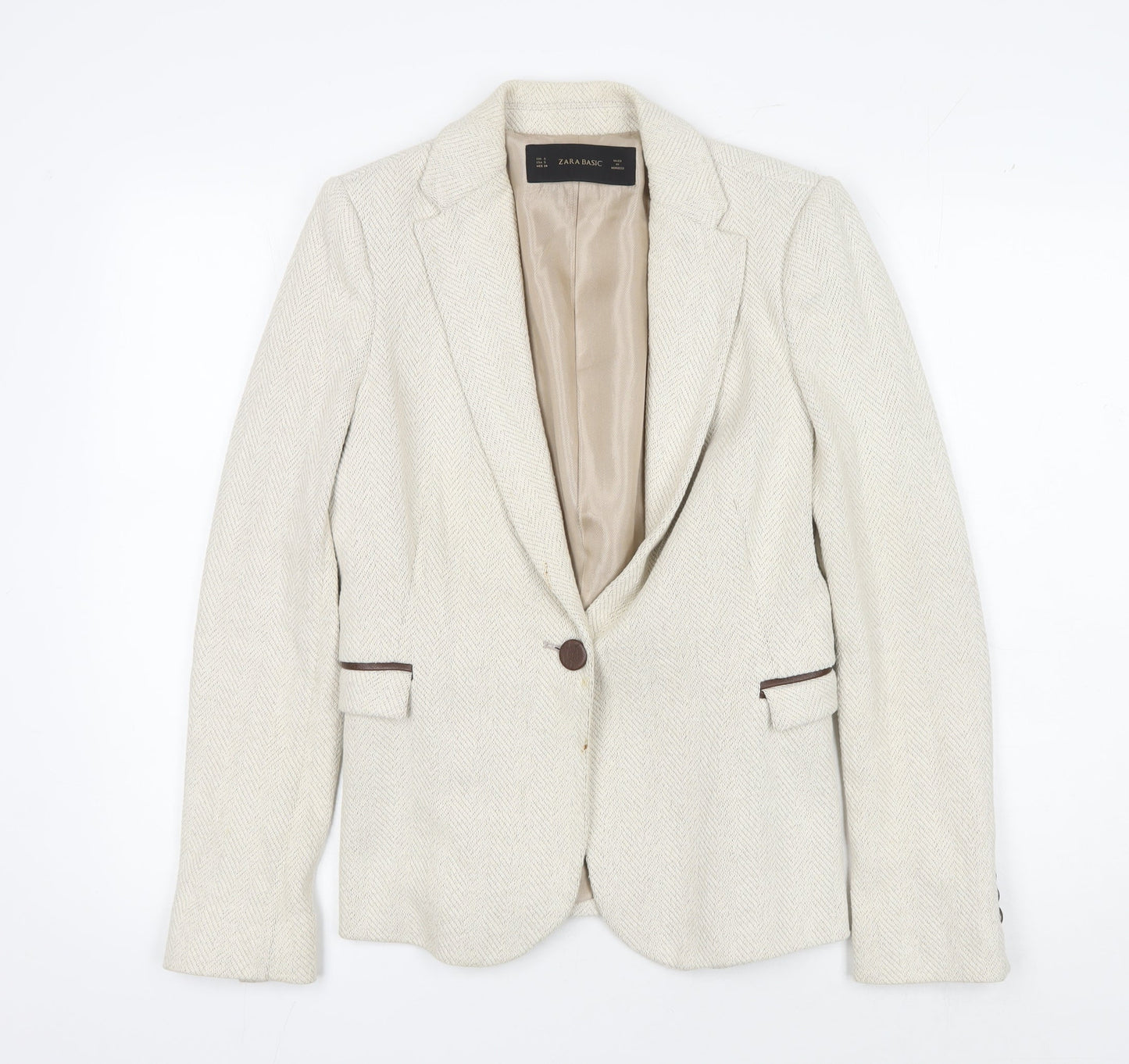 Zara Women's Beige Blazer Size 8 Herringbone