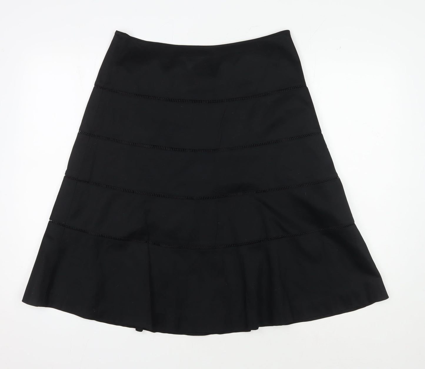 Coast Women's Black A-Line Skirt, Size 12 Elegant Cotton Blend