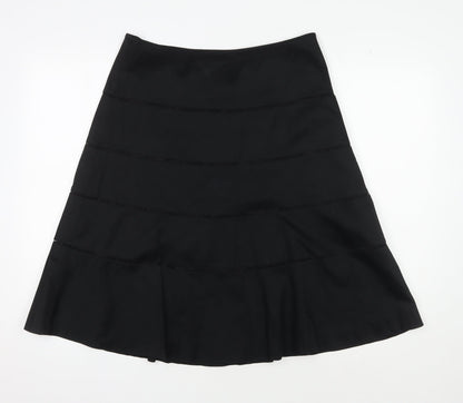 Coast Women's Black A-Line Skirt, Size 12 Elegant Cotton Blend