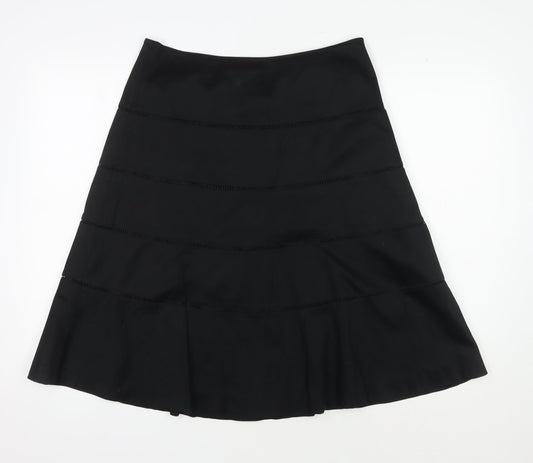 Coast Women's Black A-Line Skirt, Size 12 Elegant Cotton Blend