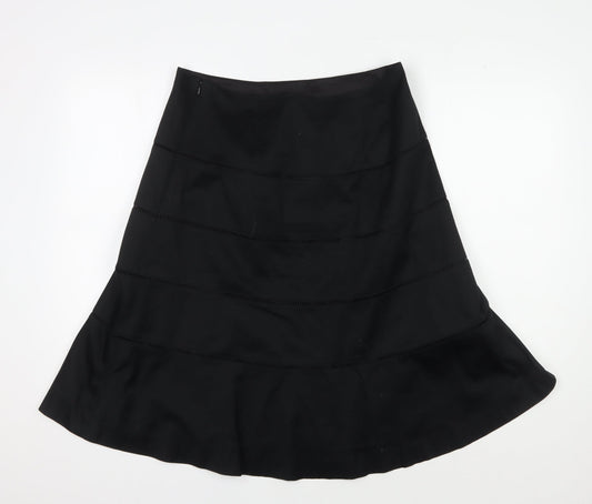 Coast Women's Black A-Line Skirt, Size 12 Elegant Cotton Blend