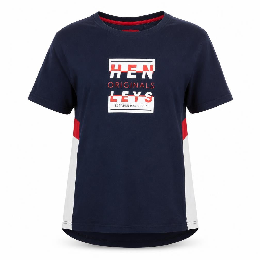 Front view of Henleys unisex blue t-shirt, size 18, casual style
