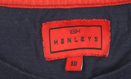 Unisex Adults UK Size 18 Henleys Blue Basic T-Shirt