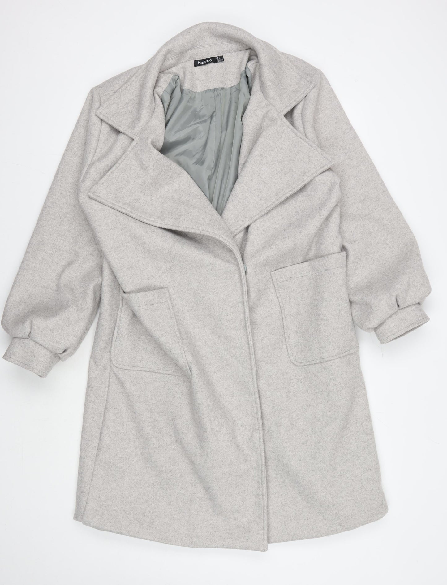 Womens UK Size UK 14 Boohoo Grey Overcoat
