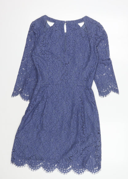 Oliver Bonas Blue A-Line Lace Dress, Size 8, Elegant Evening Wear