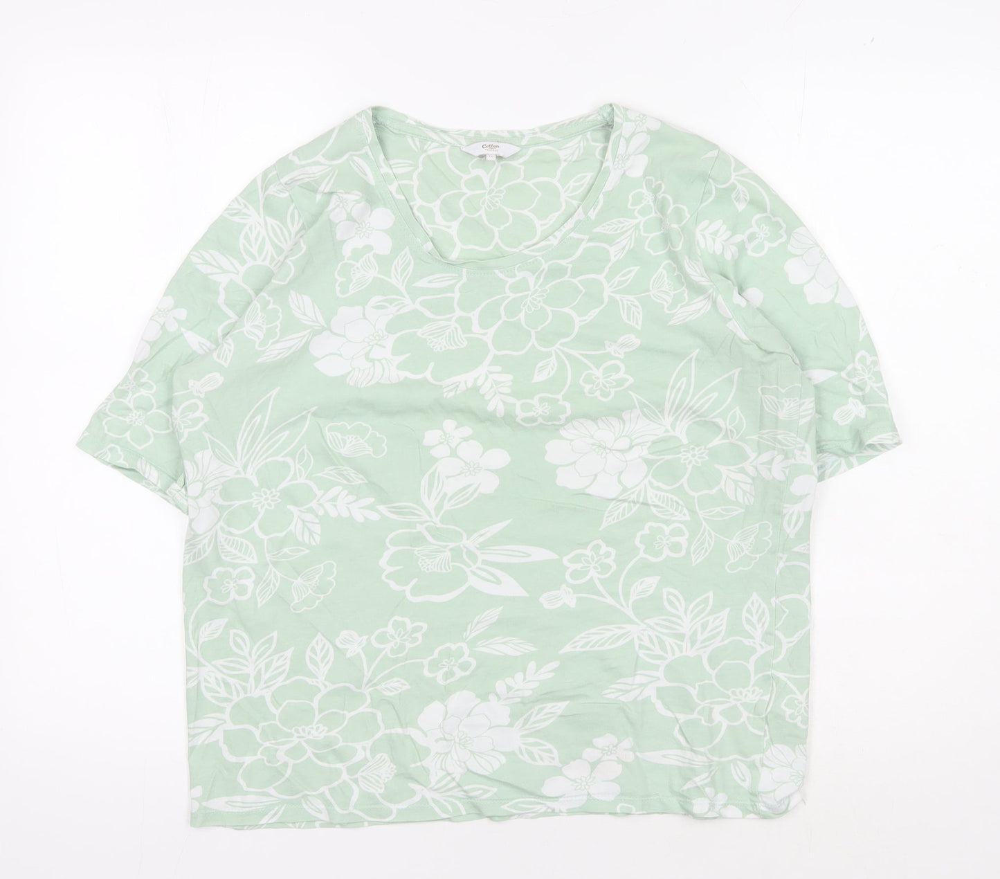 Womens UK Size 10 Cotton Traders Green Basic T-Shirt