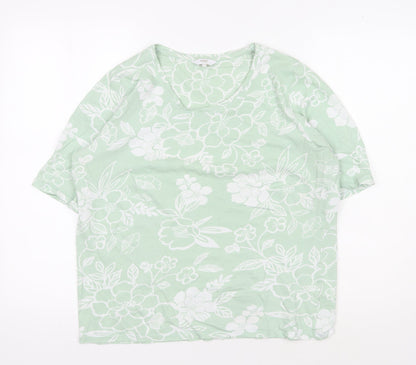 Womens UK Size 10 Cotton Traders Green Basic T-Shirt