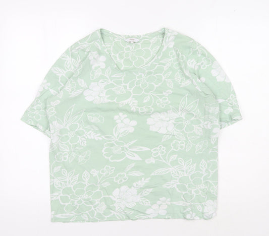 Womens UK Size 10 Cotton Traders Green Basic T-Shirt