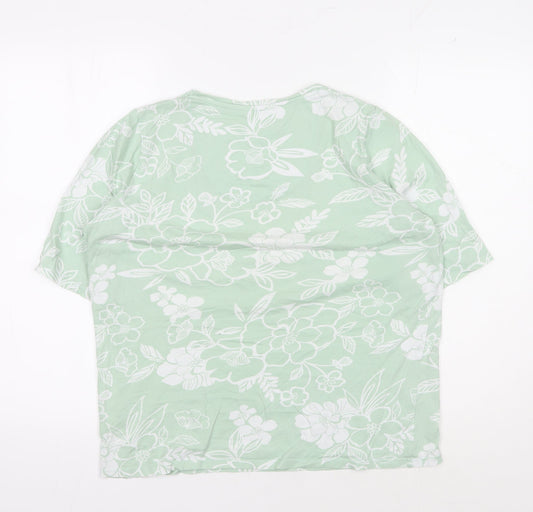 Womens UK Size 10 Cotton Traders Green Basic T-Shirt