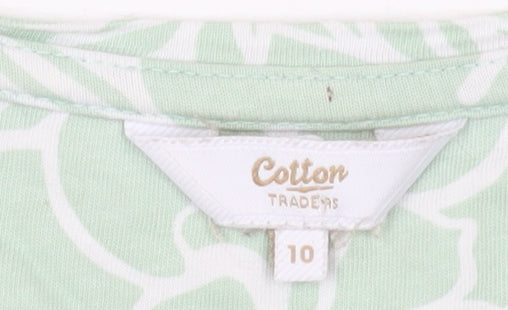 Womens UK Size 10 Cotton Traders Green Basic T-Shirt