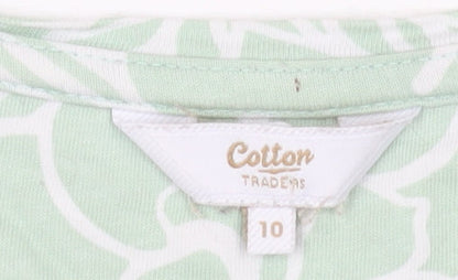 Womens UK Size 10 Cotton Traders Green Basic T-Shirt
