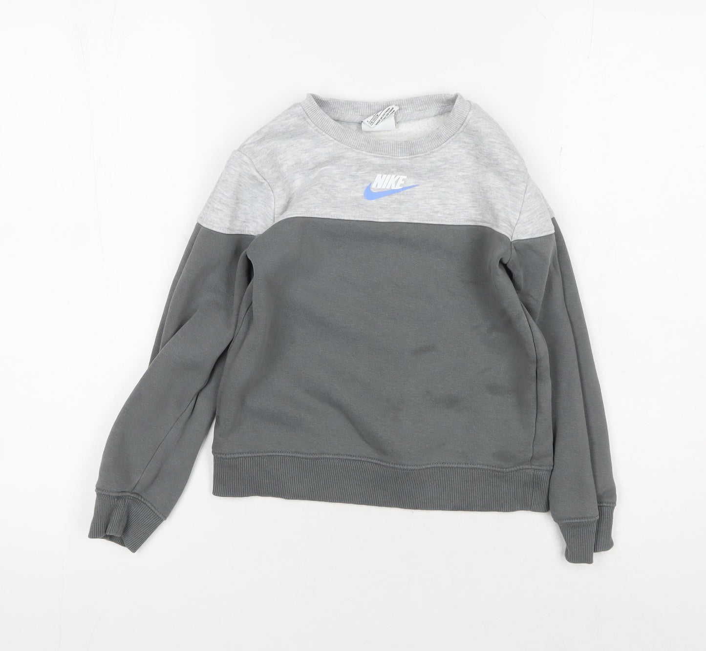 Nike Boys Grey Pullover Sweatshirt 6-7 Years Logo Casual