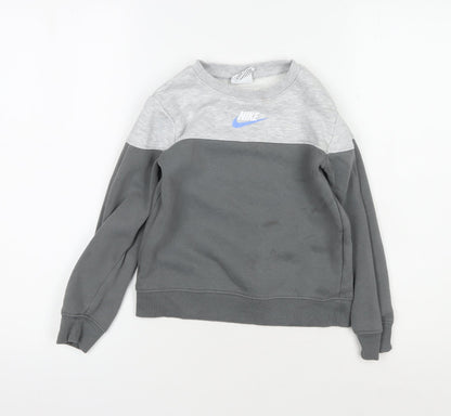 Nike Boys Grey Pullover Sweatshirt 6-7 Years Logo Casual