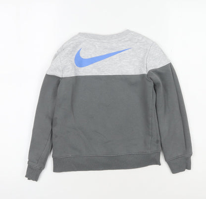 Nike Boys Grey Pullover Sweatshirt 6-7 Years Logo Casual
