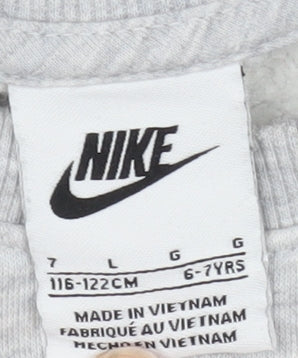 Nike Boys Grey Pullover Sweatshirt 6-7 Years Logo Casual