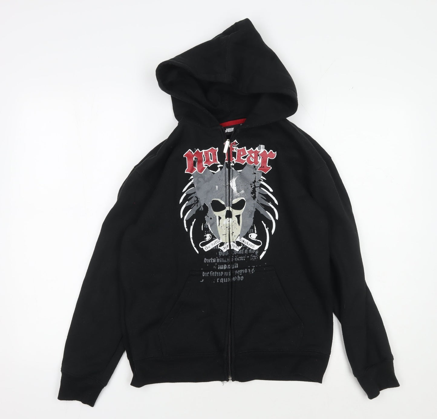 No Fear Boys Black Full Zip Hoodie with Graphic Print - 13 Years