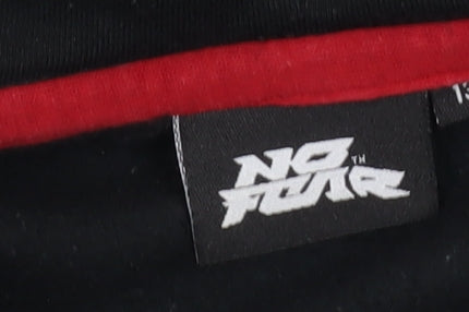 No Fear Boys Black Full Zip Hoodie with Graphic Print - 13 Years