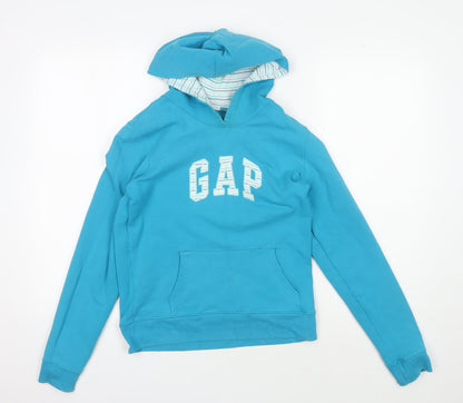 Gap Women's Blue Pullover Hoodie M - Logo, Casual, Stretch