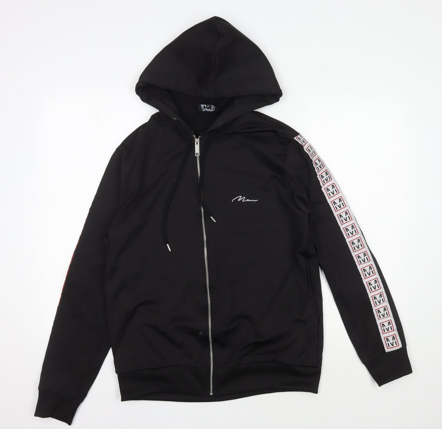 Mens UK Size M boohooMAN Black Full Zip Hoodie