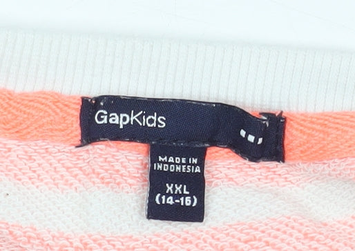 GapKids Girls Striped Pink Sweatshirt 14-16 Years Pullover
