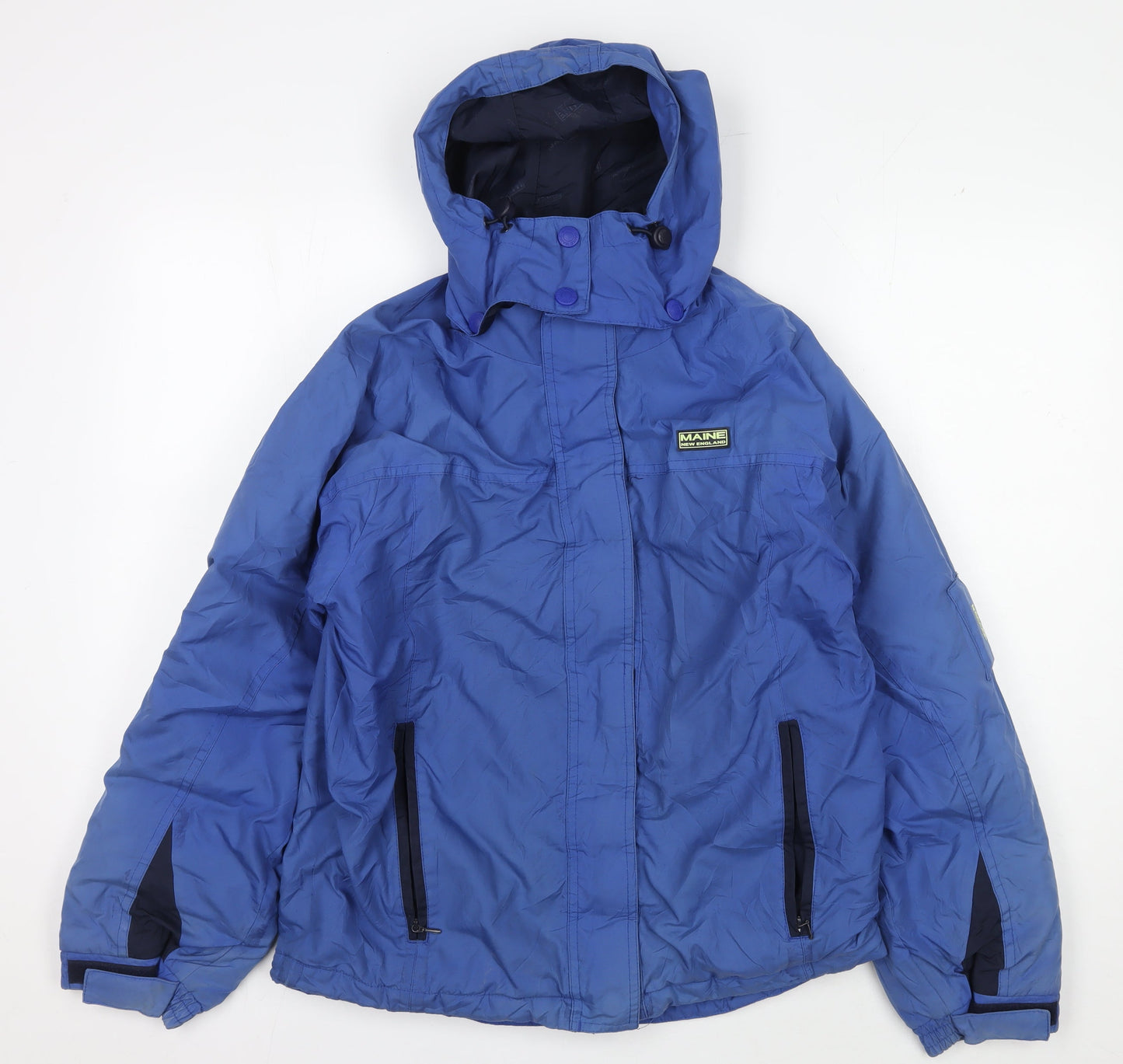 Maine New England Women's Blue Hooded Puffer Jacket Size 10