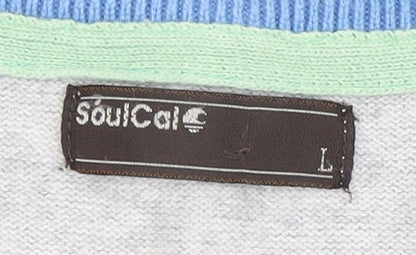 SoulCal Men's Grey V-Neck Pullover Jumper, Size L