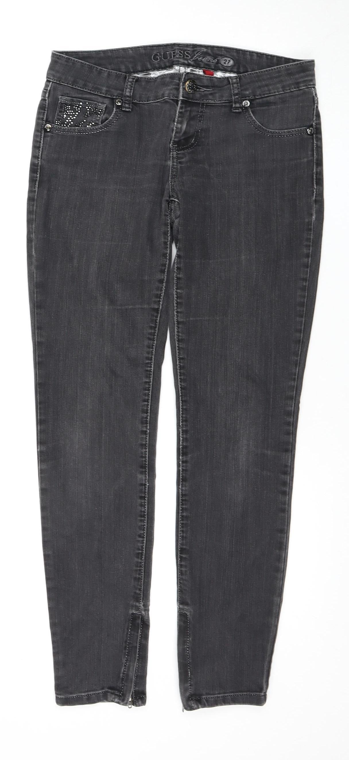 Guess Women's Black Skinny Jeans Size 8 Stretch Rhinestone