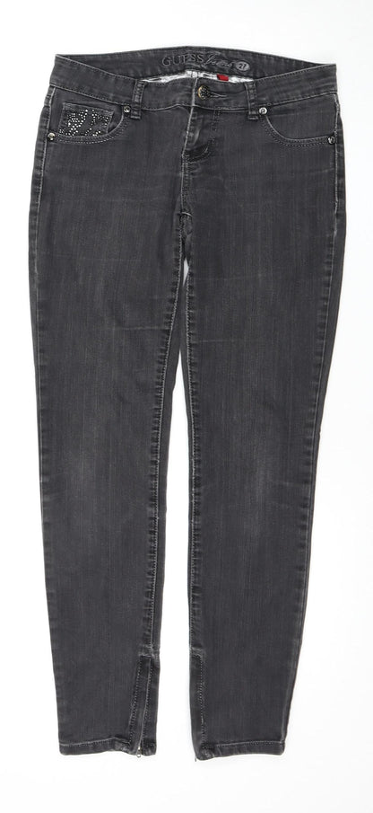 Guess Women's Black Skinny Jeans Size 8 Stretch Rhinestone