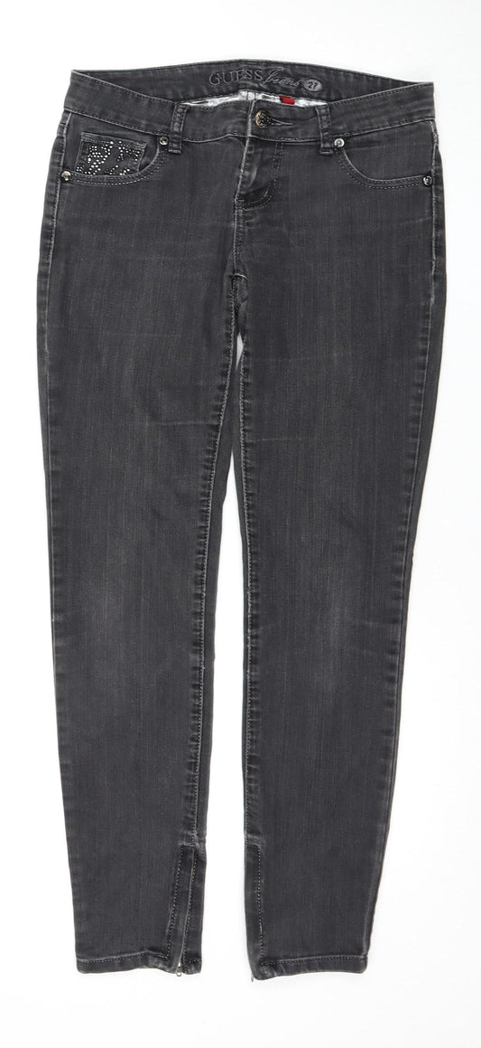 Guess Women's Black Skinny Jeans Size 8 Stretch Rhinestone