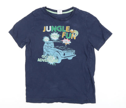 s.Oliver Boys Blue Jungle Print T-Shirt Size 8