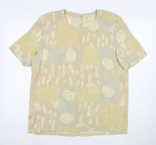 Jacques Vert Women's Beige Geometric Blouse Size 14