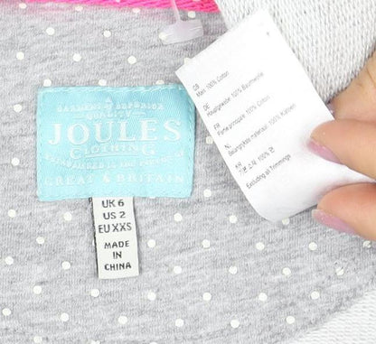 Womens UK Size 2XS Joules Grey Basic T-Shirt